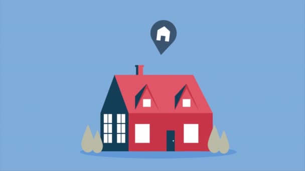 Real Estate House Pin Location Video Animated — Video Stock