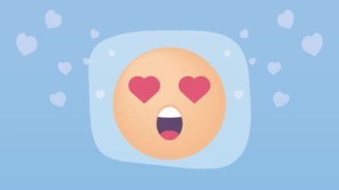 in love emoticon with hearts ,4k video animated
