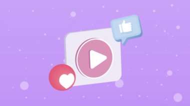 media player button and thumb with heart ,4k video animated