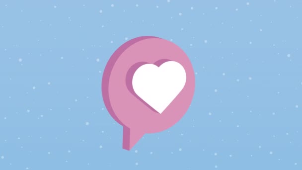 Lilac Speech Bubble Heart Video Animated — Wideo stockowe