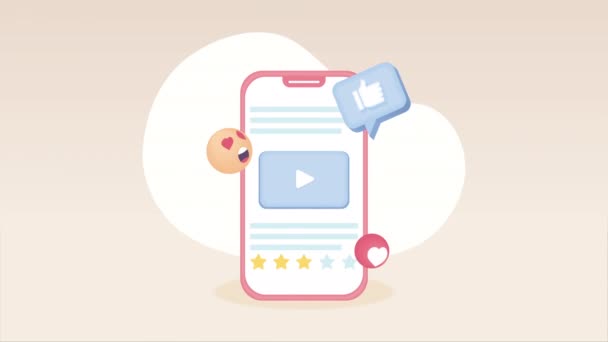 Smartphone Social Media Technology Video Animated — Vídeos de Stock