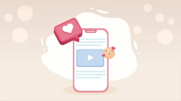 Смартфон Технологией Социальных Сетей Видео Анимированных — стоковое видео