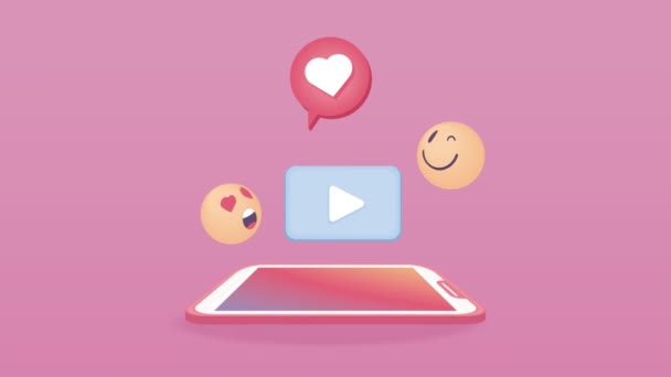 Akıllı Telefondaki Sosyal Medya Teknolojisi Video Animasyonu — Stok video