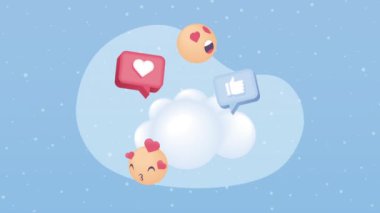 cloud with social media animation ,4k video animated