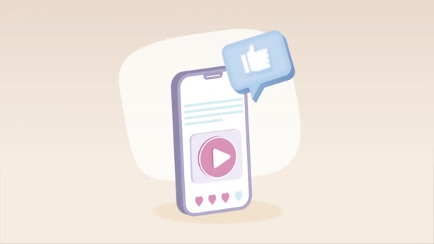 Smartphone Con Tecnología Redes Sociales Video Animado — Vídeo de stock