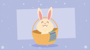 spring rabbit in basket animation ,4k video animated