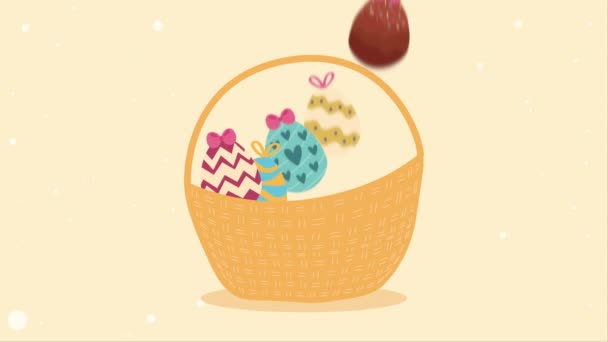Весенние Яйца Окрашены Корзину Анимации Видео Анимированы — стоковое видео