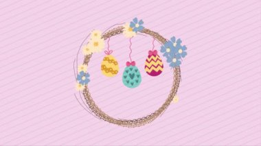 spring eggs painted in crown ,4k video animated