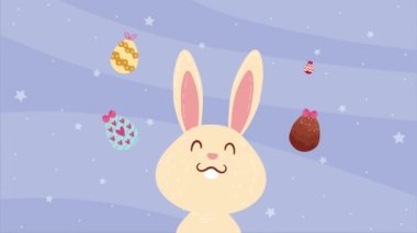 spring eggs painted with rabbit animation ,4k video animated