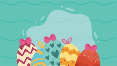spring eggs painted with bows animation ,4k video animated
