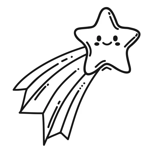 Shooting Star Kawaii Character Doodle Style — Stok Vektör