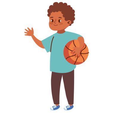 little boy with basketball balloon character