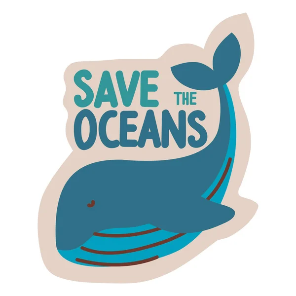 Oceans Ecology Stamp Icon — Vettoriale Stock