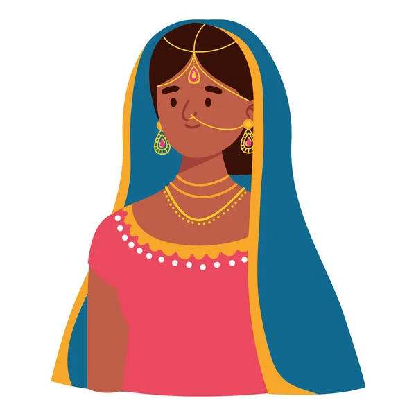 Elegant Woman Indian Culture Character — стоковый вектор