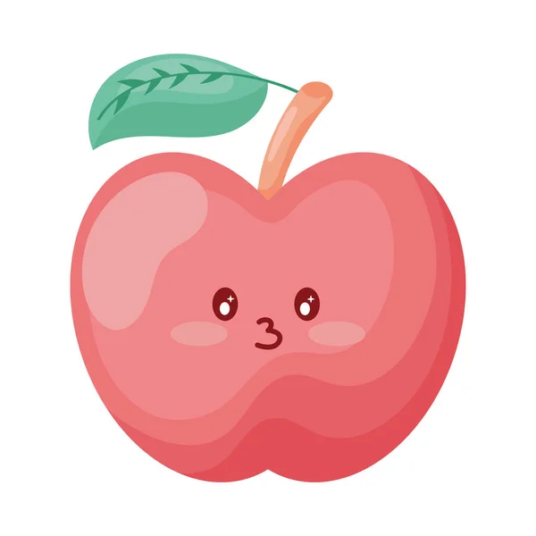 Apple Fruit Kawaii Style Character — Stock Vector