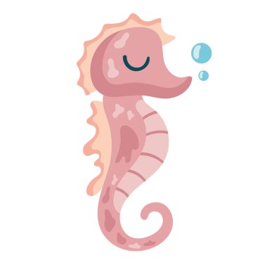 pink seahorse sealife animal icon