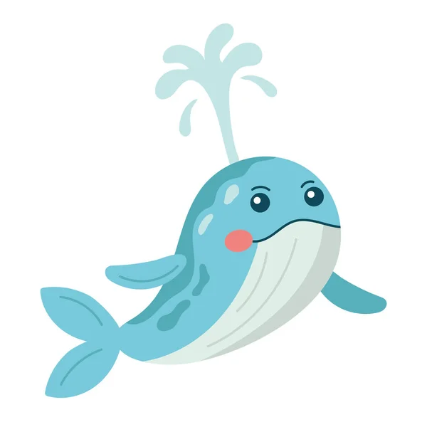 Wal Schwimmt Sealife Tier Ikone — Stockvektor