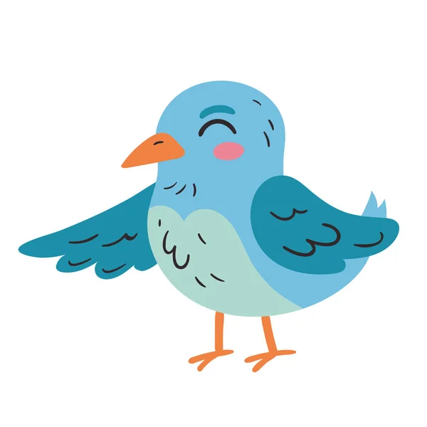 Cute Blue Bird Animal Adorable Character — Stockvector