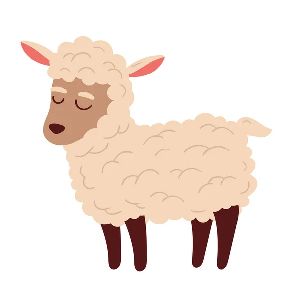 Ovelha Fazenda Animal Bonito Personagem —  Vetores de Stock