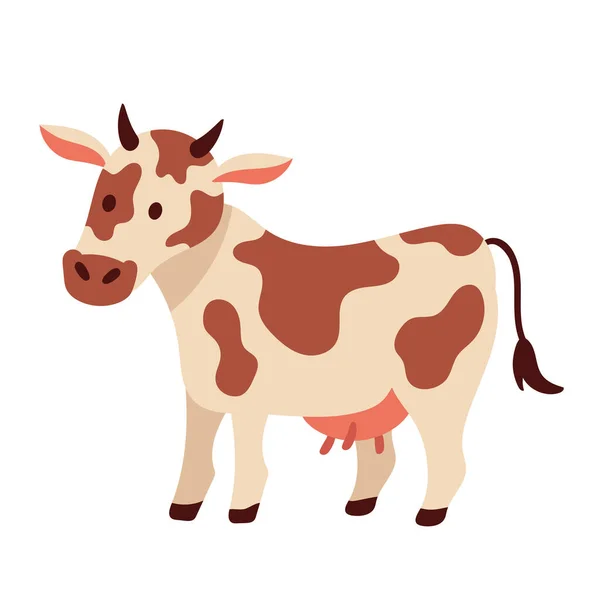 Cow Farm Animal Isolated Icon — Stock Vector