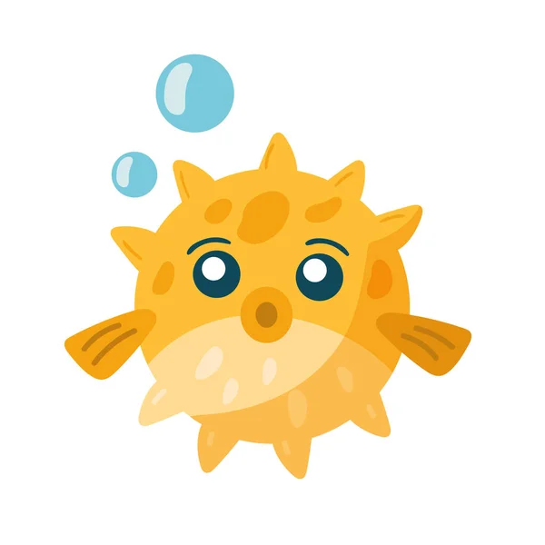 Bowlfish Swiming Sealife Animal Icon — Stock Vector