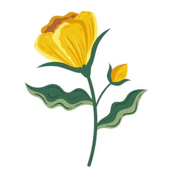Yellow Flower Leafs Plant — Stockvektor