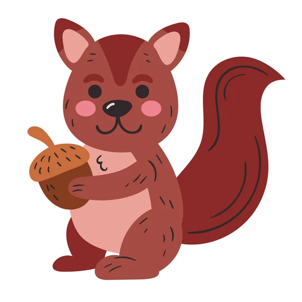 Cute Squirrel Nut Character — Stok Vektör