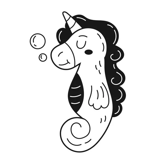 Unicorn Seahorse Animal Fairytale Character — Stock Vector