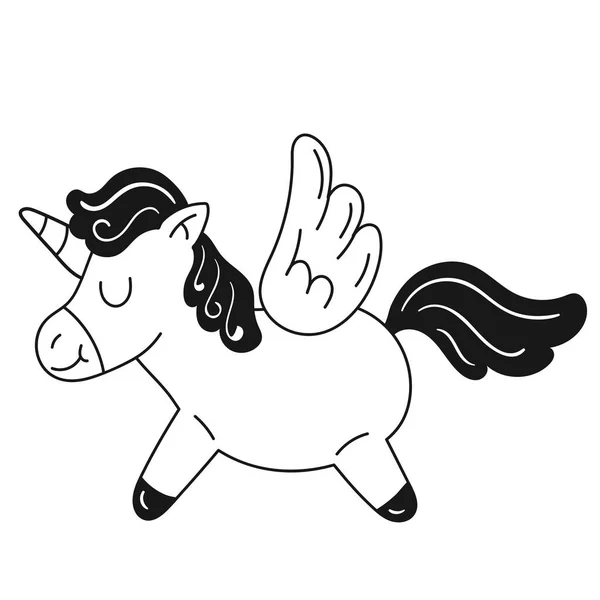 Unicorn Flying Animal Fairytale Character — Vettoriale Stock
