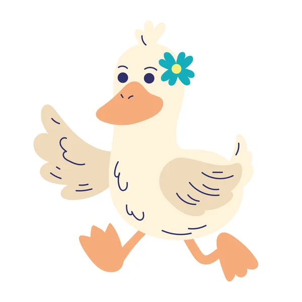 Cute Duck Spring Animal Character — Wektor stockowy