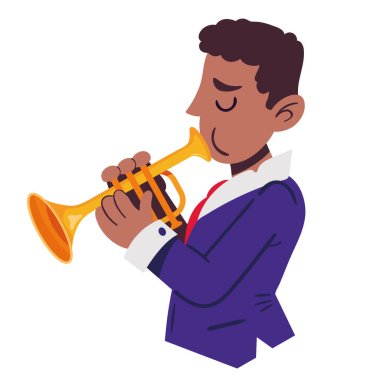 jazz musician playing trumpet character