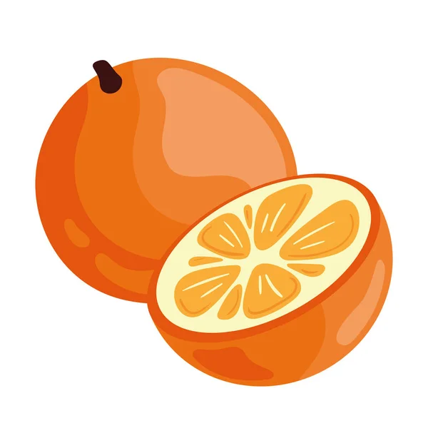 Svěží Oranžové Ovoce Zdravá Ikona — Stockový vektor