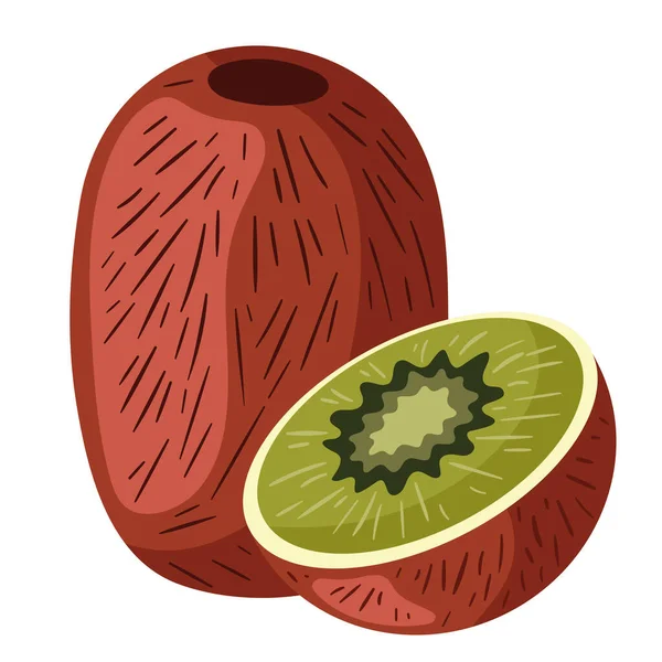 新鮮なキウイフルーツの健康的なアイコン — ストックベクタ