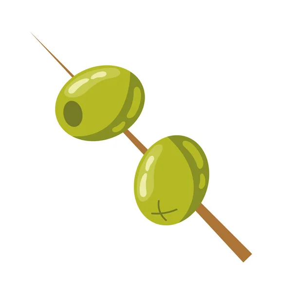 Green Olives Stick Icon — Stock Vector