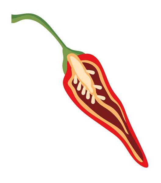 stock vector half red chilli pepper vegetable icon