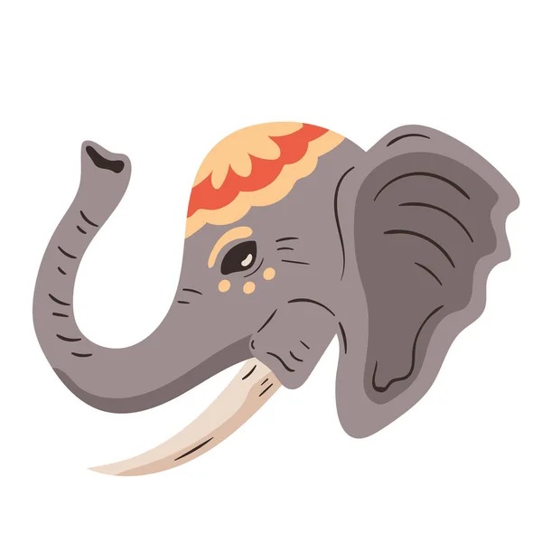 Indian Elephant Head Animal Character — 스톡 벡터