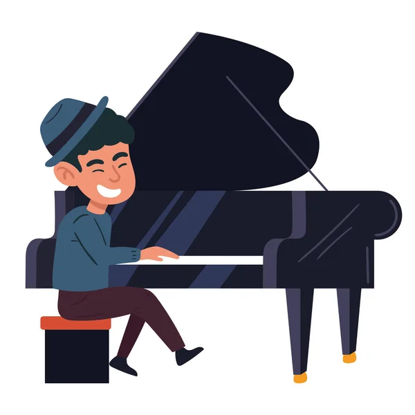 Jazz Musician Playing Piano Character — Stockový vektor