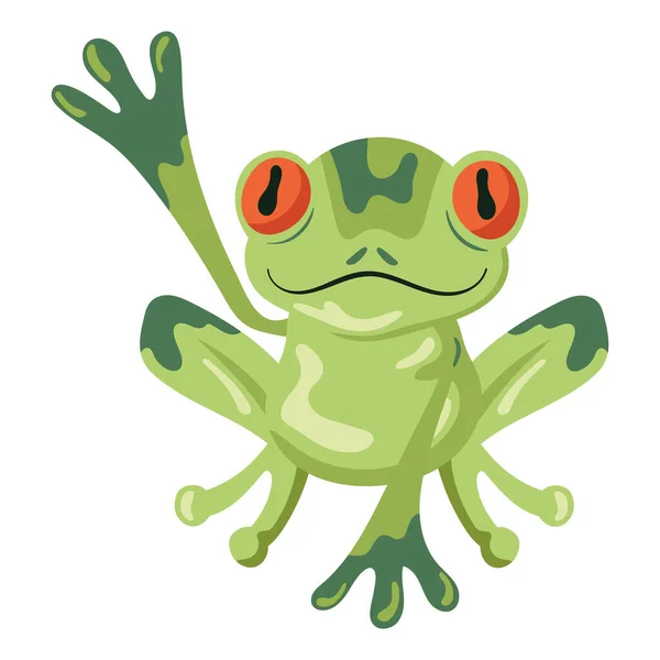 Frog Saludating Exotic Animal Character — Vector de stock