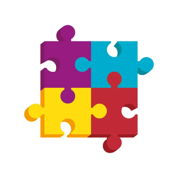Four Puzzle Pieces Game Icon — стоковый вектор