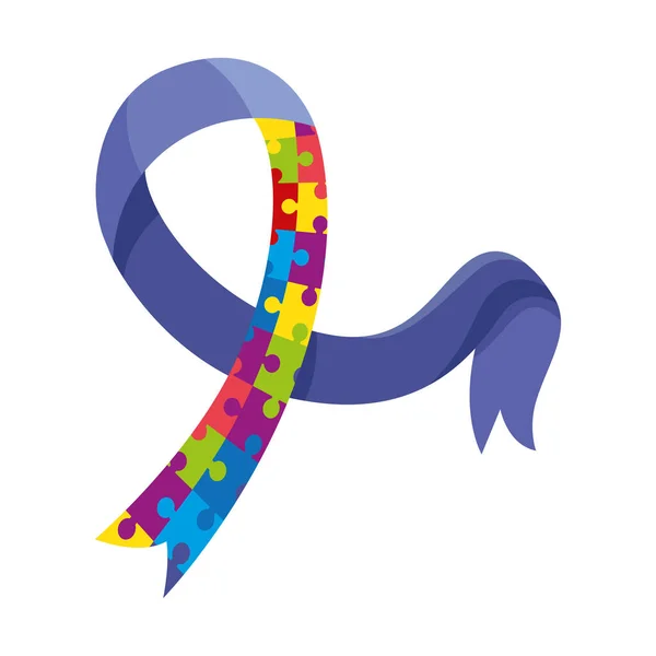 Autism Ribbon Campaign Puzzle Pieces — Image vectorielle