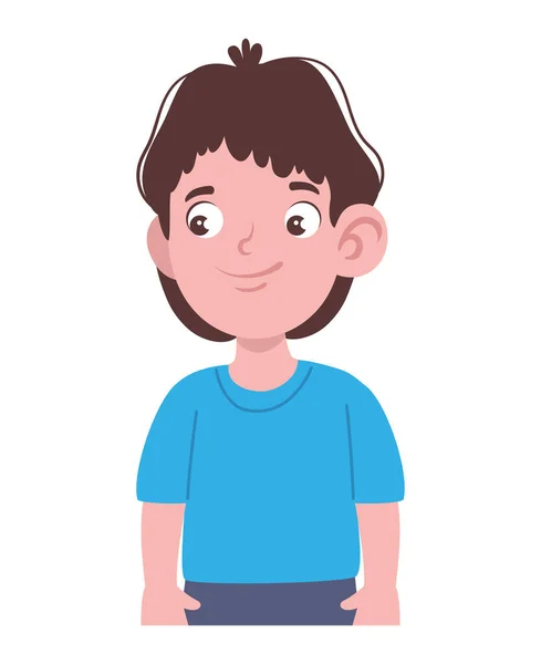Autism Little Boy Wearing Blue Shirt — стоковый вектор