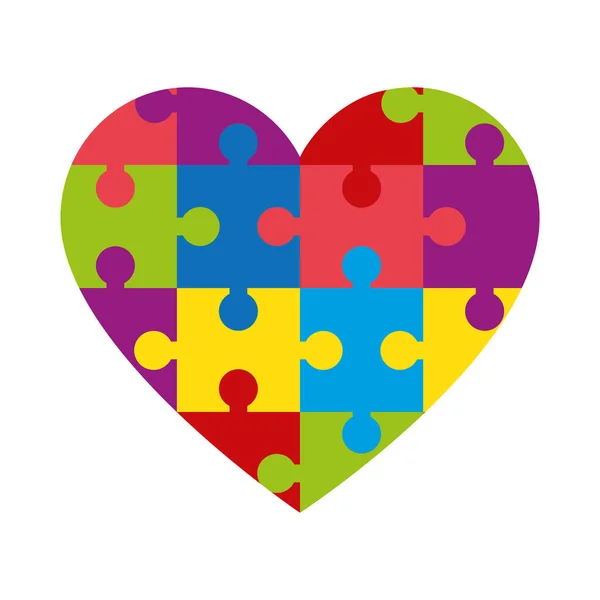 Puzzle Pieces Forming Heart Autism Campaign — 스톡 벡터