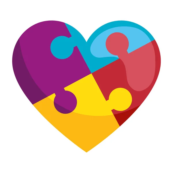 Puzzle Pieces Forming Heart Autism Campaign — Stock vektor