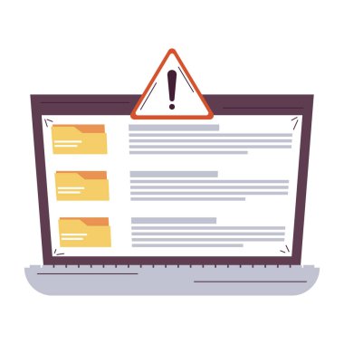 Siber dolandırıcılık uyarı simgesine sahip dizüstü bilgisayar