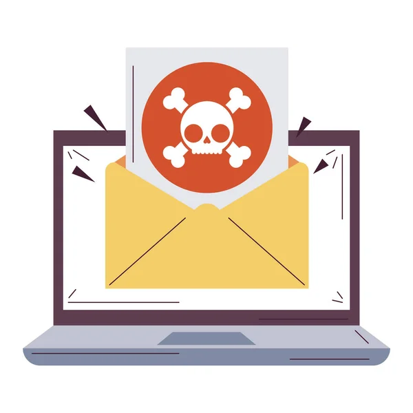 Laptop Spam Cyber Fraud Icon — Stock Vector