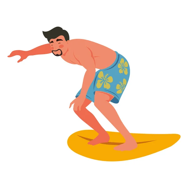 Hombre Surfeando Carácter Tabla Surf — Vector de stock