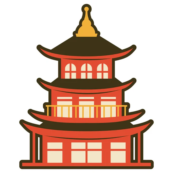 Asian Pagoda Red Temple Icon — Stock Vector
