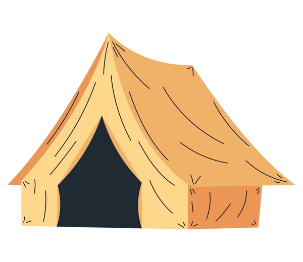 Yellow Camping Tent Isolated Icon — стоковый вектор