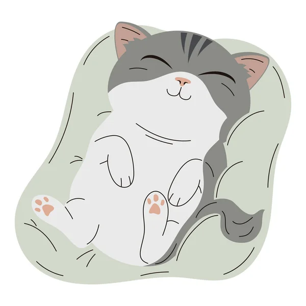 Милий Сірий Кіт Спить Подушці — стоковий вектор
