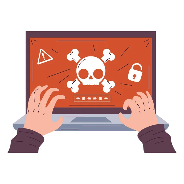 Laptop Virus Attack Icon — Stock Vector